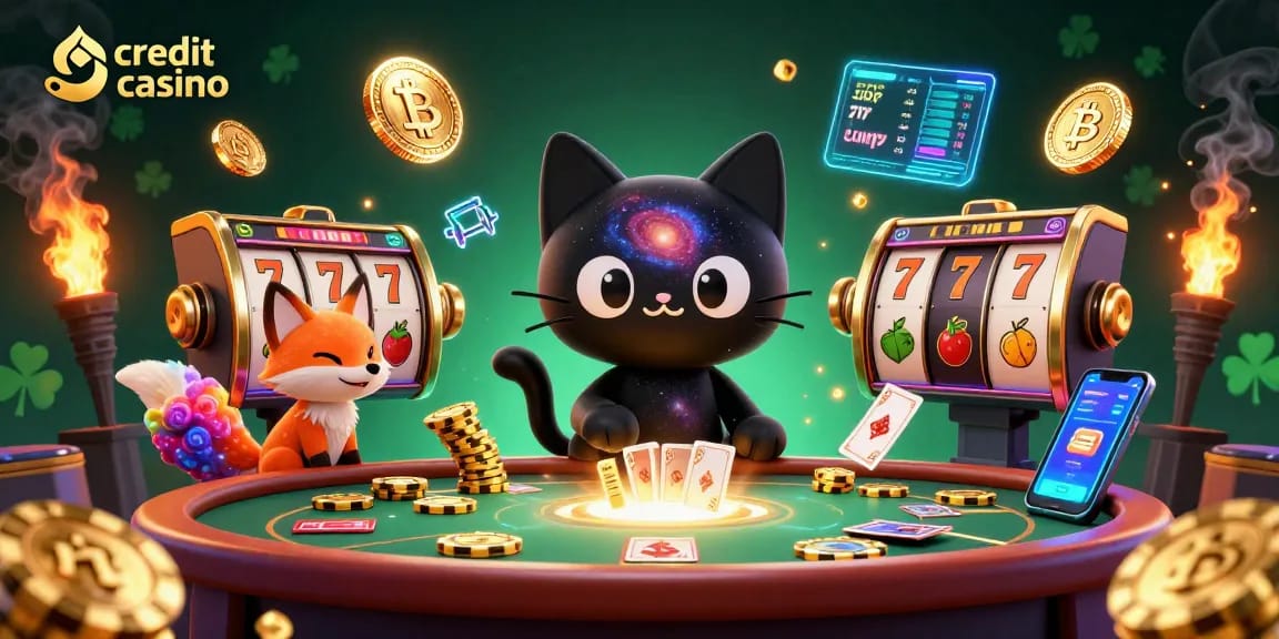 Engage in dynamic gameplay at a credit card casino with vibrant elements and colorful characters.