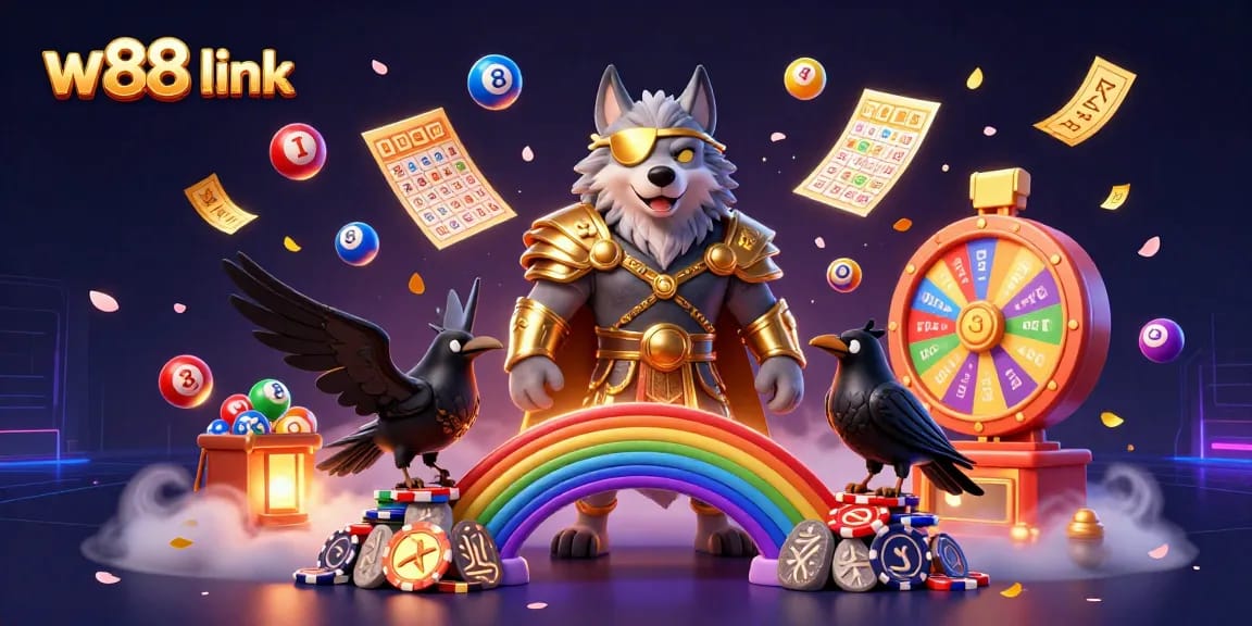 Enhance your betting experience with the vibrant w88 link scene featuring dynamic casino elements and Norse mythology.