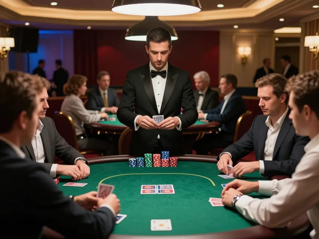 Players engaging in high-stakes poker, emphasizing the importance of giấy phép hoạt động for a licensed and trustworthy betting environment.
