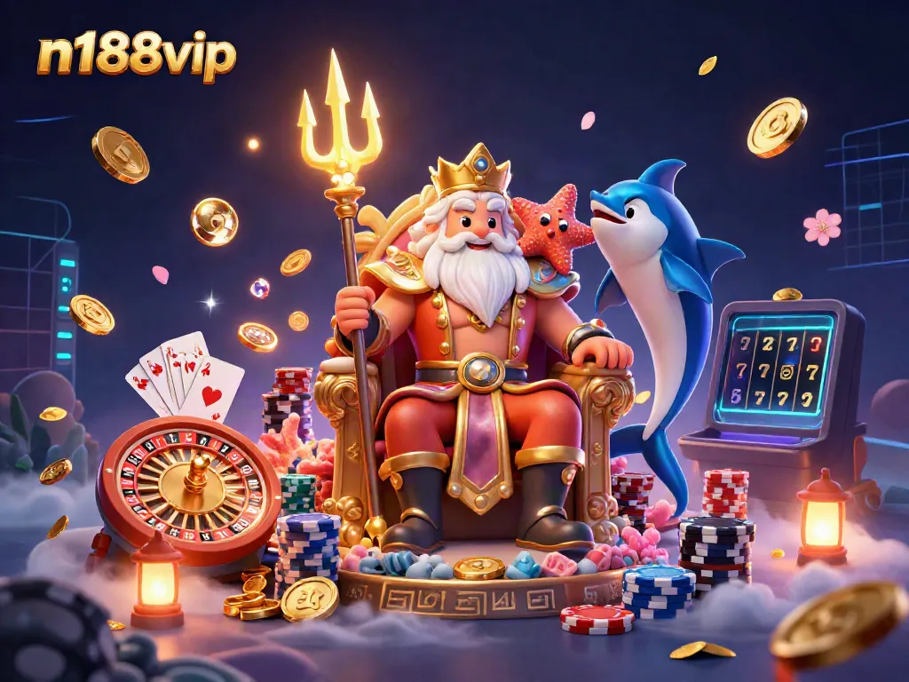 Experience exciting wins at n188vip with Neptune surrounded by rich casino elements.