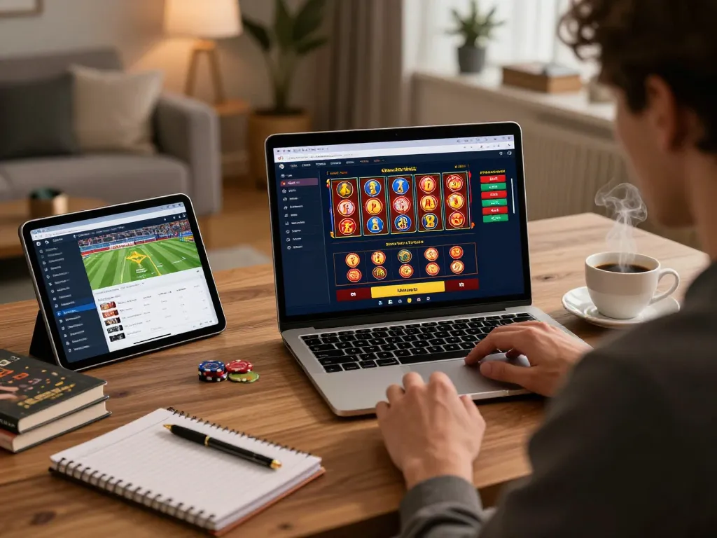 Engaged player strategizing on m98 gambling due to online casino excitement.