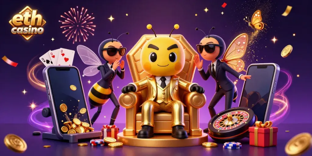 Experience excitement at the eth casino with vibrant gameplay featuring animated crypto rewards.