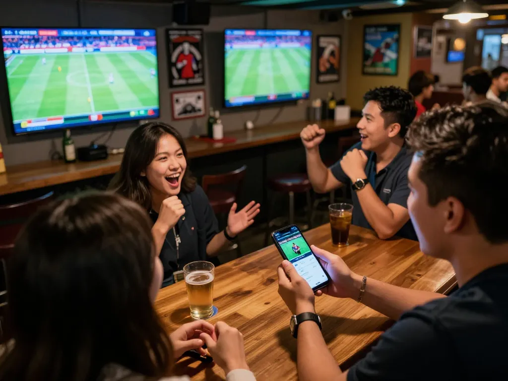 Experience Thể thao Luck8 with live sports betting excitement in a vibrant sports bar atmosphere.