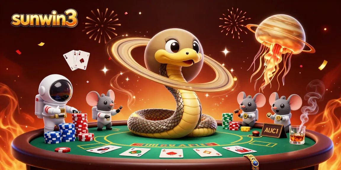 Experience thrilling bets with sunwin3 at a cosmic casino depicting vibrant 3D characters.