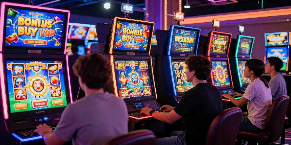 Exciting Bonus Buy slots gameplay scene at an online casino, featuring players engaging with vibrant slot machines, showcasing the thrill of instant feature access on https://chagency.co.uk.