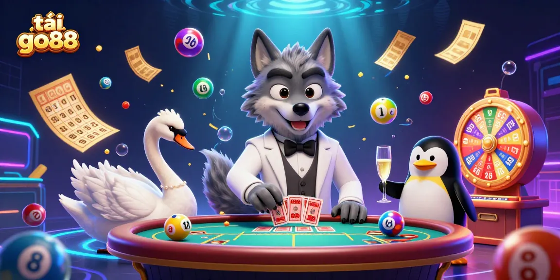 Experience the thrill of tải go88 with engaging characters and dynamic lottery elements in this vibrant casino scene.